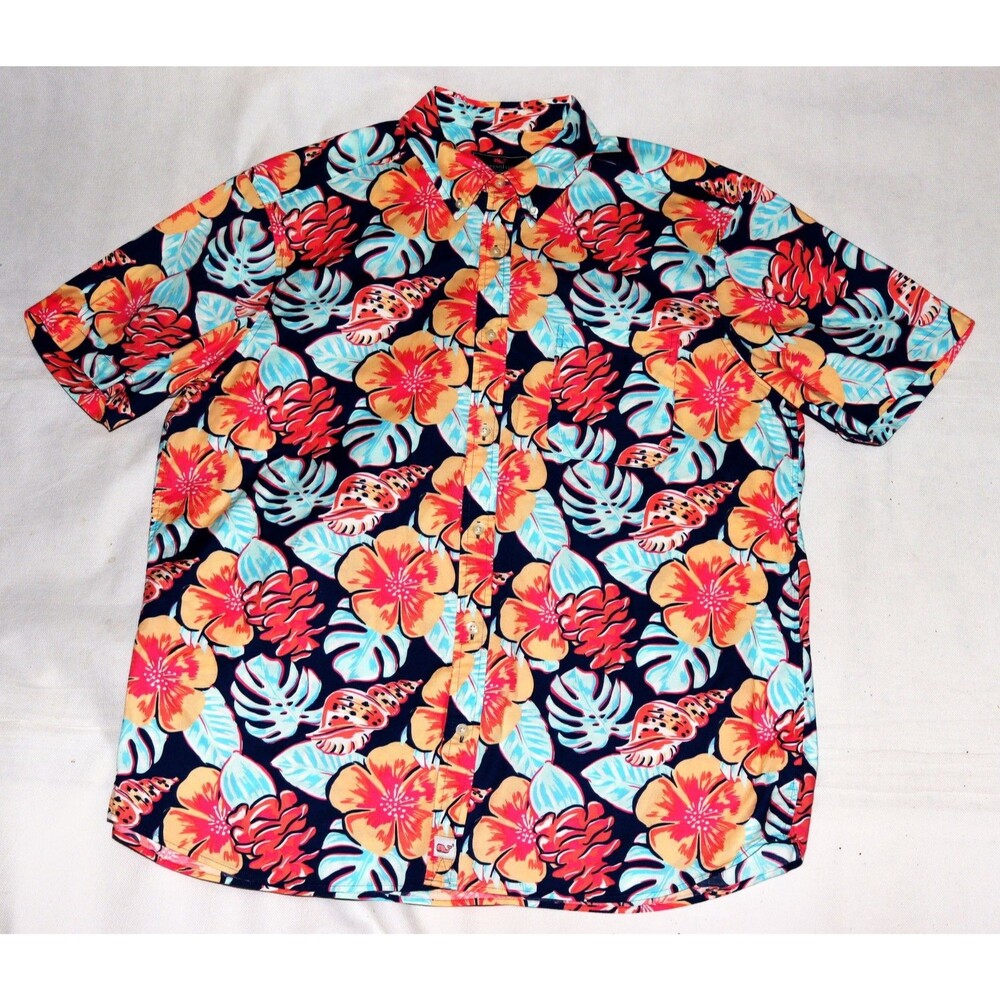 Vineyard Vines Classic Fit Hawaiian Floral Short Button‎ Up Shirt Size XL